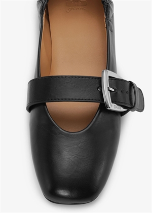 Butterfly strap crinkle oleatex ballerina Black S3117 Ganni 